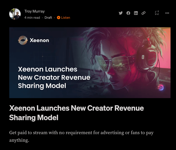 Livepeer Ecosystem Experiment Pays Creators to Stream via Xeenon