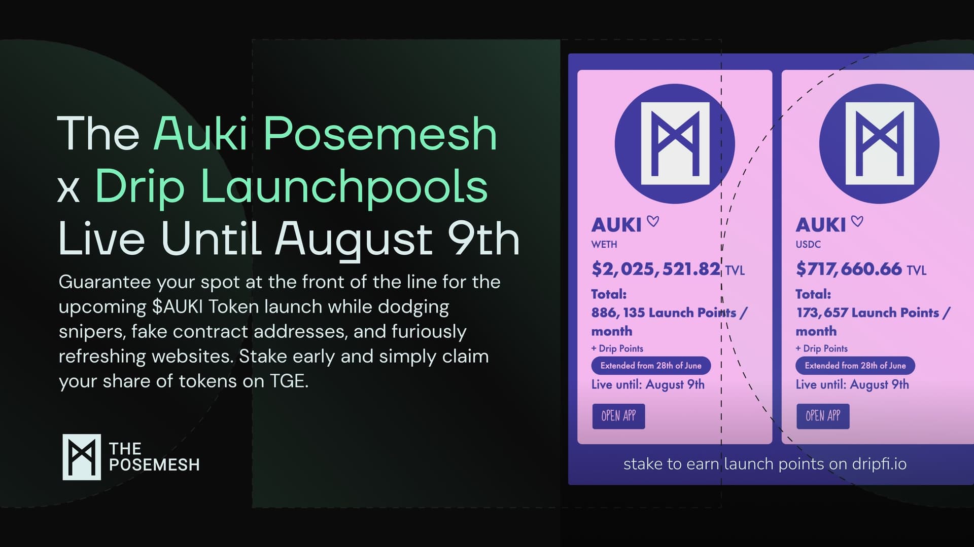 Posemesh Extends Auki Posemesh x Drip Launchpools with Additional Benefits