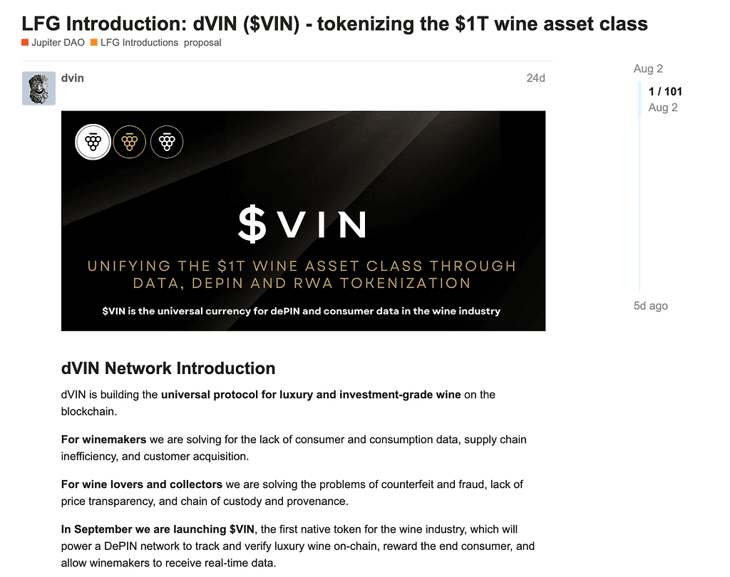 dVIN Tokenizes the $1T Wine Asset Class on Solana's LFG Launchpad