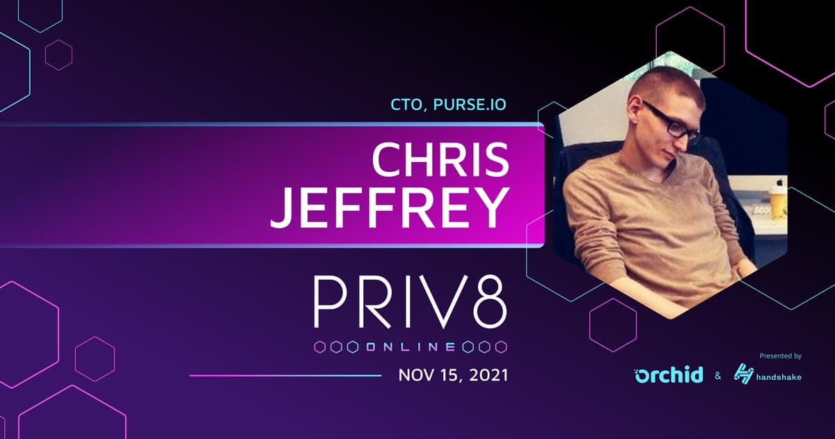 Christopher Jeffrey of Purse.io to Speak at Priv8 Virtual Privacy Summit